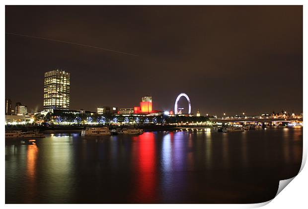 London skyline night reflection Print by Sarah Waddams