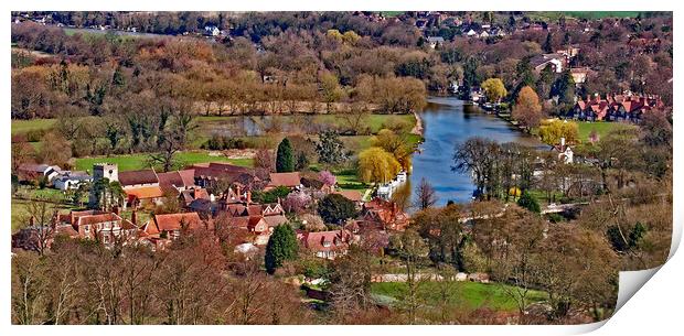 Above Streatley and Goring on Thames Print by Joyce Storey