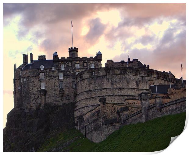 Edinburgh Castle at Evening Time Print by Joyce Storey