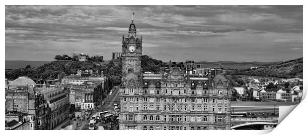 Calton Hill and Balmoral Clock Tower from the Scott Monument Print by Joyce Storey