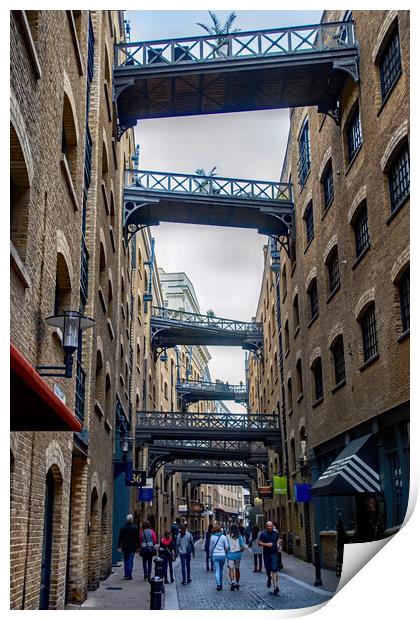 Shoppers in Shad Thames Print by Joyce Storey
