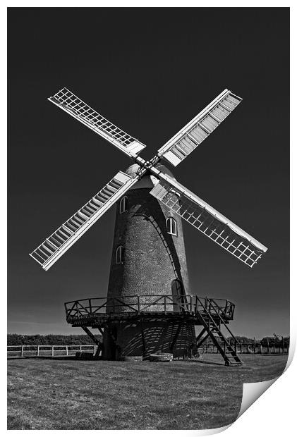  Wilton Windmill in Mono Print by Joyce Storey
