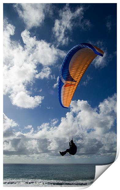 Paraglider at Puerto Naos, La Palma Print by Joyce Storey