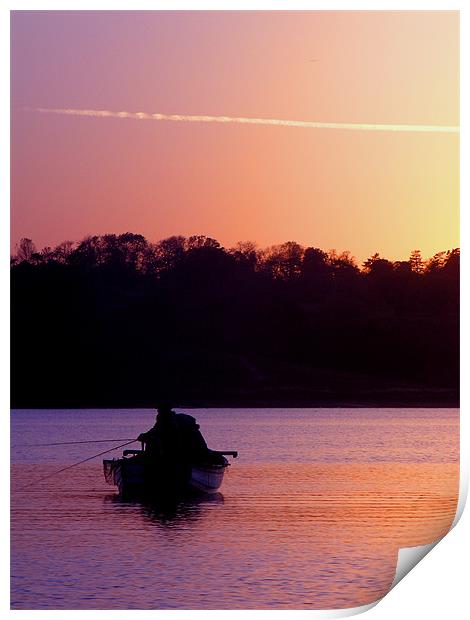 Fishing at dusk Print by Steven Shea
