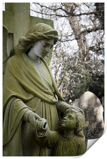 Angel and Child Headstone Print by Pam Martin