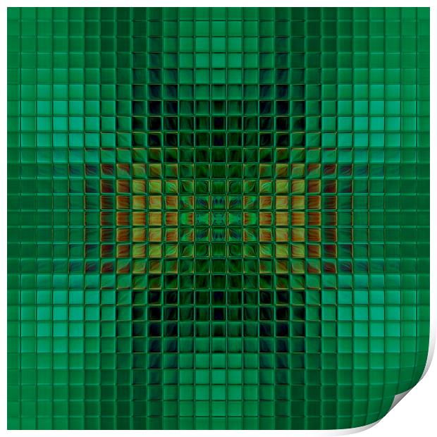 Green squares Print by Ashley Paddon
