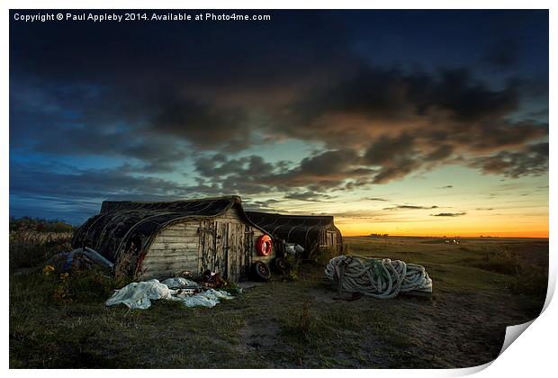  Lindisfarne Fisherman Huts Print by Paul Appleby