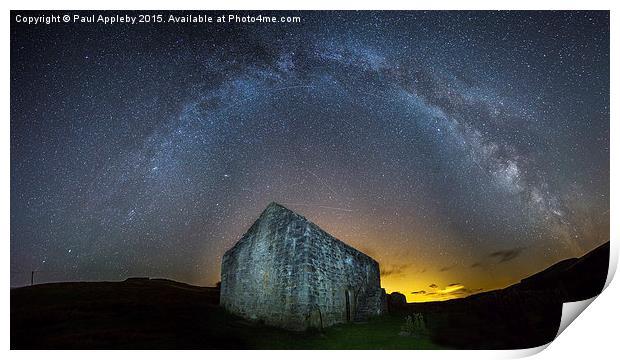 Black Midden Milky Way panorama - Northumberland. Print by Paul Appleby