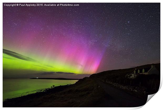  Staffin Bay Aurora, Isle of Skye, Scotland. Print by Paul Appleby