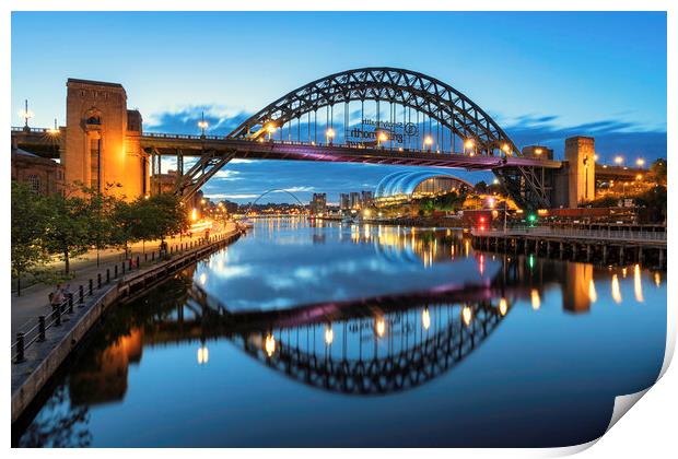 Newcastle Bridges - Dawn Print by Paul Appleby