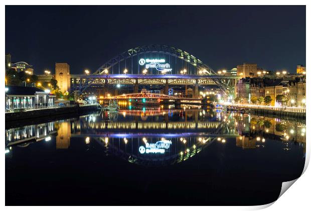 Newcastle Bridges at Night Print by Paul Appleby