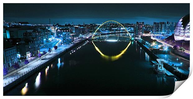 The Millennium Bridge and Quayside - Newcastle Print by Paul Appleby