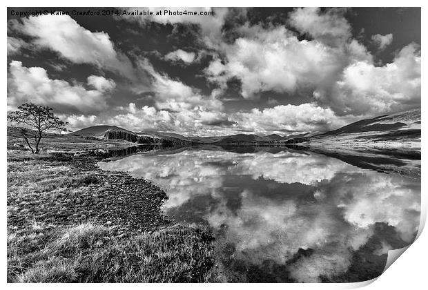  Reflections On Loch Tulla Print by Karen Crawford