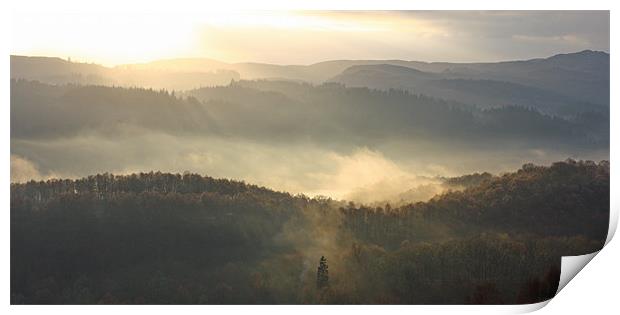 Mist over Loch Venachar Print by Craig Coleran