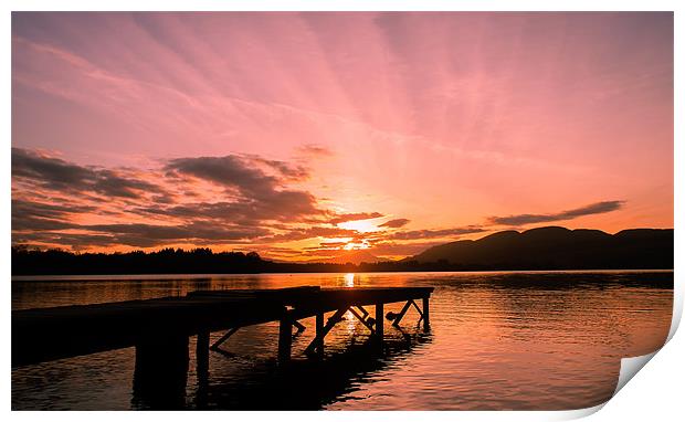 Sunset on the lake Print by Libby Hall