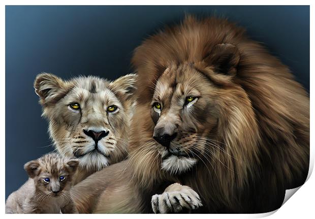 Lion Family Print by Julie Hoddinott