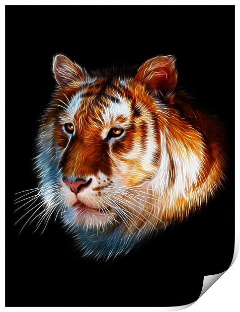 Zeus, Tiger Fractal Art Print by Julie Hoddinott