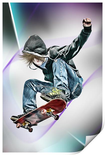 Extreme Skateboarding Jump Closeup Print by Julie Hoddinott