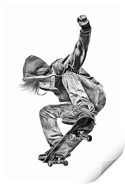 Skateboarding Jump Print by Julie Hoddinott
