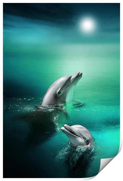 Delightful Dolphins Print by Julie Hoddinott