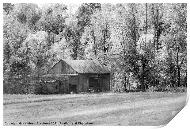 Ohio Barn in Autumn Print by Kathleen Stephens