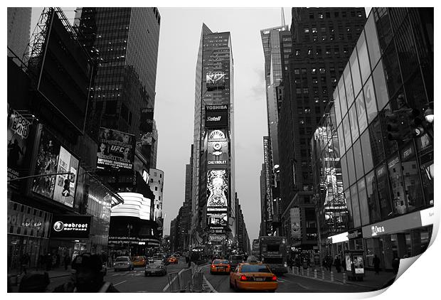 Time Square with NYC Cab Print by Thomas Stroehle