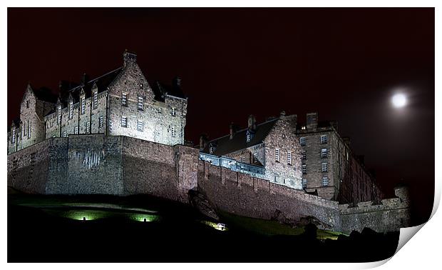 Edinburgh Castle with Full Moon Print by Keith Thorburn EFIAP/b