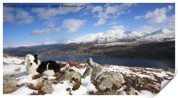 Fort William, Ben Nevis and Loch Linnhe in winter. Print by John Cameron