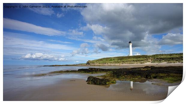 Covesea Lighthouse at Lossiemouth. Print by John Cameron