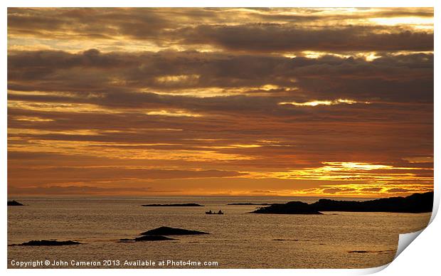 Sunset from Traigh,Arisaig. Print by John Cameron
