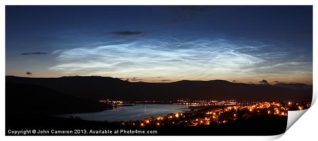 Noctilucent Clouds over Fort William. Print by John Cameron