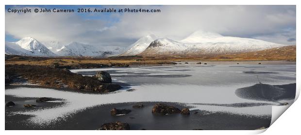 Meall a Bhuiridh from Lochan na Stainge.  Print by John Cameron