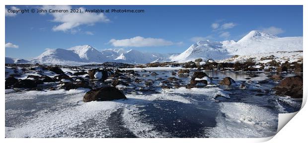 Black Mount on Rannoch Moor in winter. Print by John Cameron