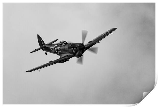 Spitfire TE311 Mono Print by J Biggadike