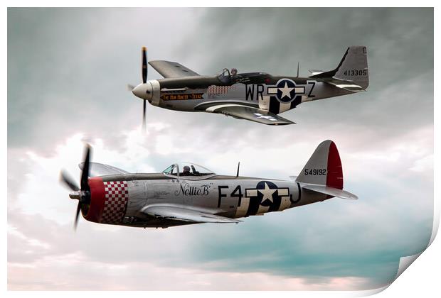 Little Friends P51 and P47 Print by J Biggadike