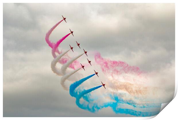 Red Arrows Smoke On Print by J Biggadike