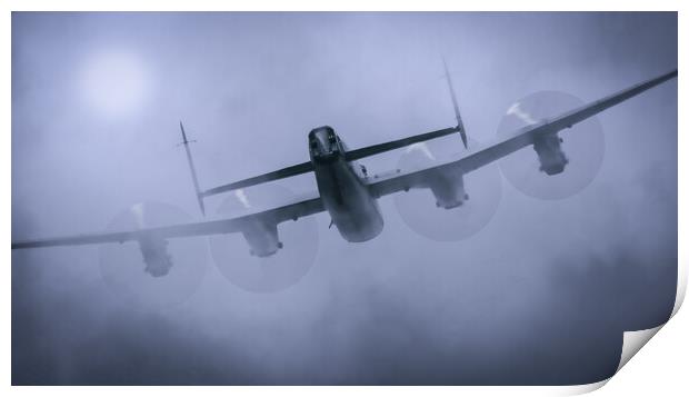 Lancaster Bomber Through The Clouds Print by J Biggadike