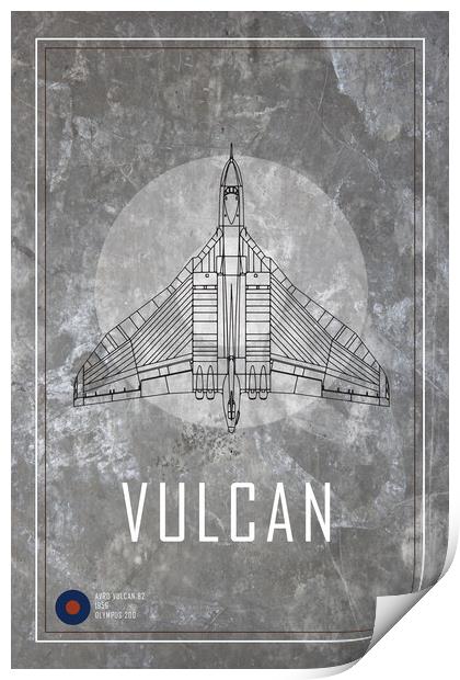 Avro Vulcan Blueprint Print by J Biggadike