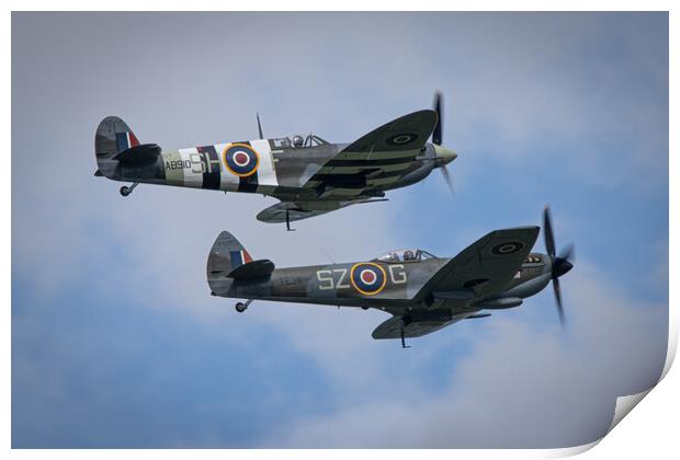 Spitfire AB910 and TE311 Print by J Biggadike