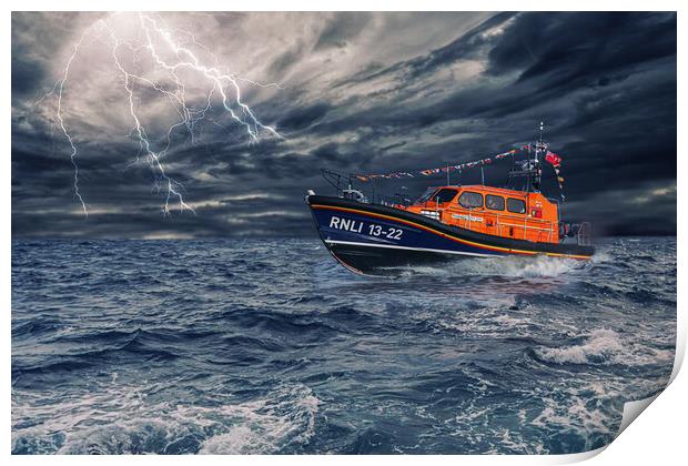 Bridington RNLI Lifeboat Print by J Biggadike