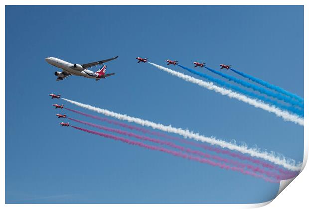 The Red Arrows and Voyager KC2 Print by J Biggadike