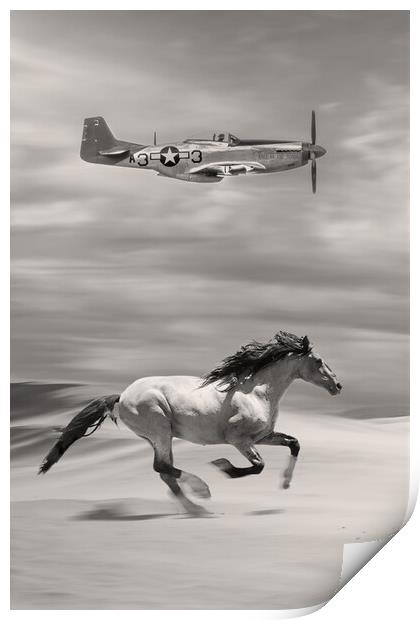 Mustangs Tall In The Saddle Print by J Biggadike