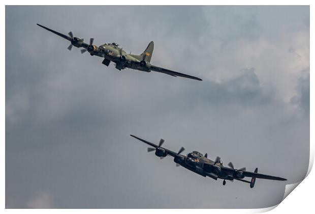 Lancaster and B17 Flying Fortress Print by J Biggadike