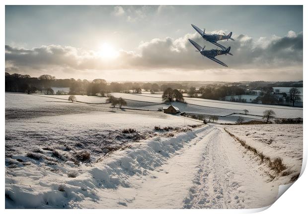 Spitfire Snow Warriors Print by J Biggadike