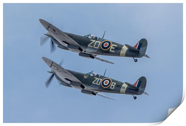 Spitfires MH415 and MH434 Print by J Biggadike