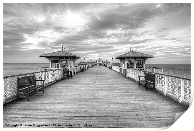 Llandudno Pier Black and White Print by J Biggadike