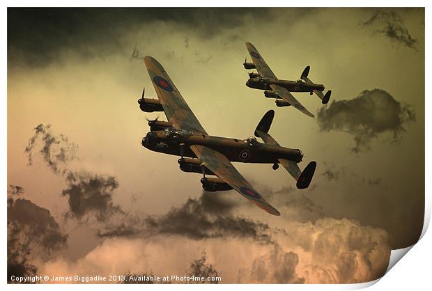 Lancaster Fire In The Sky Print by J Biggadike