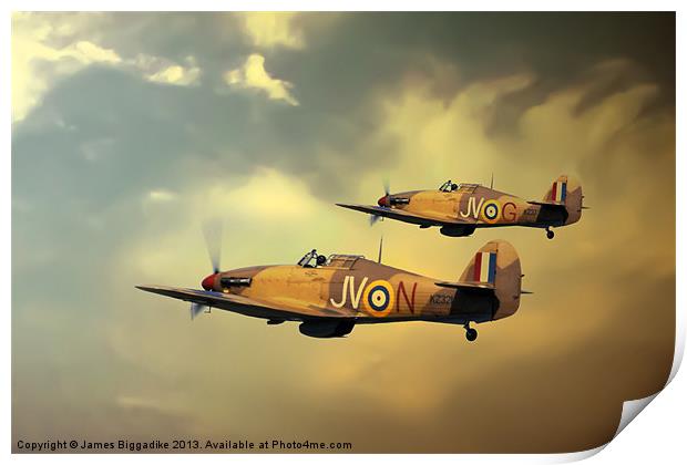 6 Squadron Hurricanes Print by J Biggadike