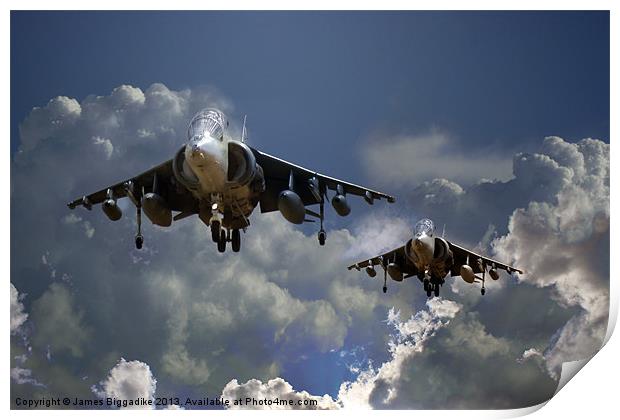 Harrier Approach Print by J Biggadike
