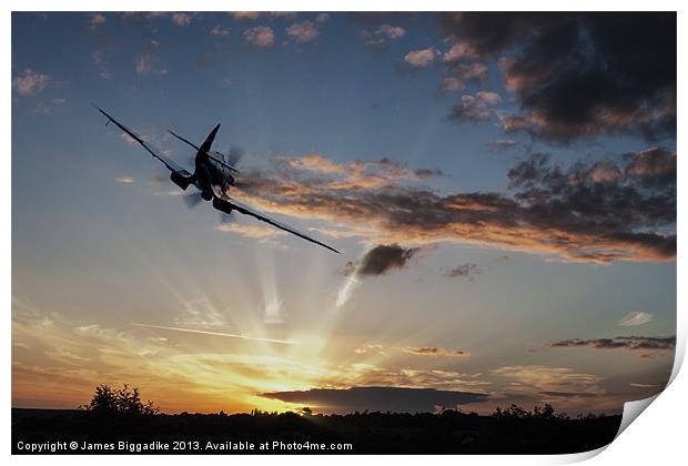 Spitfire Sunset Guardian Print by J Biggadike